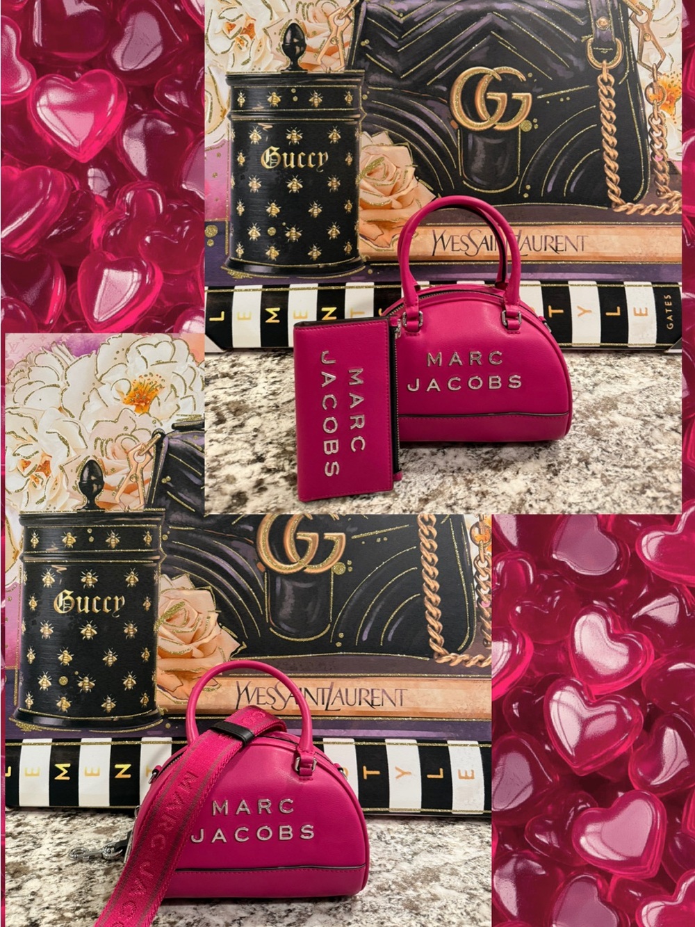 Marc Jacobs Hot Pink Mini Dome Satchel with Matching Card Holder